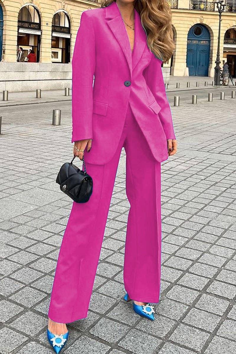 Lily Clothing - Wholesale Suit Set - Women's - WOMEN OFFICE WORK ONE BUTTON BLAZER AND PANTS SET_CWSJB00126