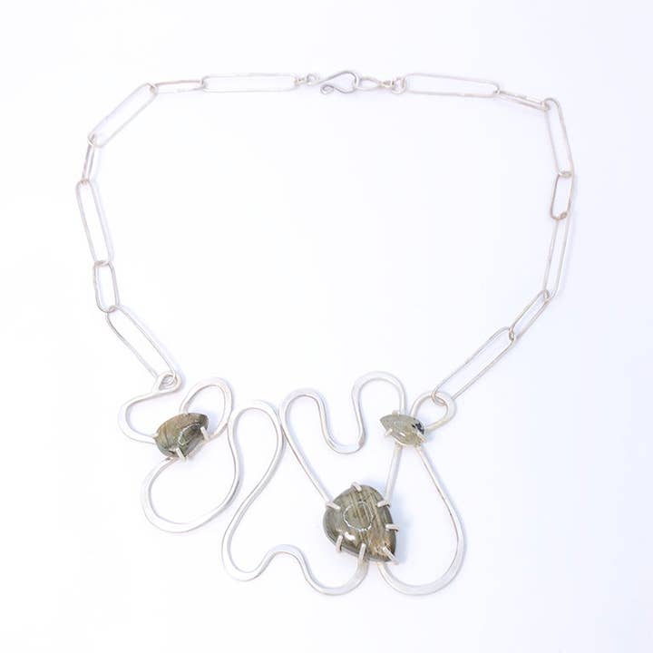Audacious Studio - Wholesale Pendant/Charm Necklace - Niemeyer Curves Necklace in Sterling and Labradorite0