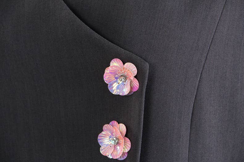 Färg som bilder CT149 Tidig Höst Blomapplikation Skräddarsydd Medellång Kappa för wholesale på Faire5