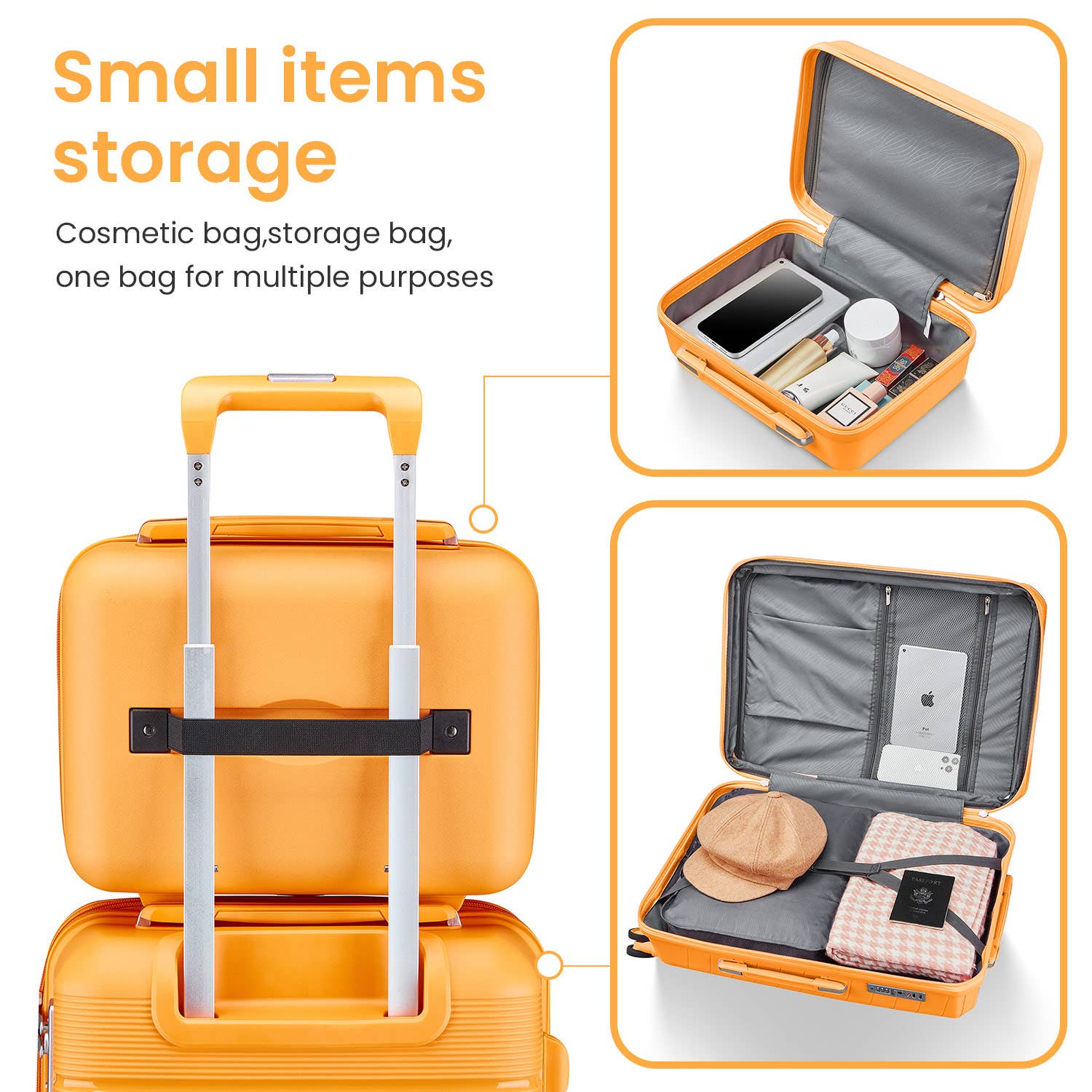 Orange Luggage Sets 4 Piece PP Lightweight Expandable Suitcase for wholesale on Faire3