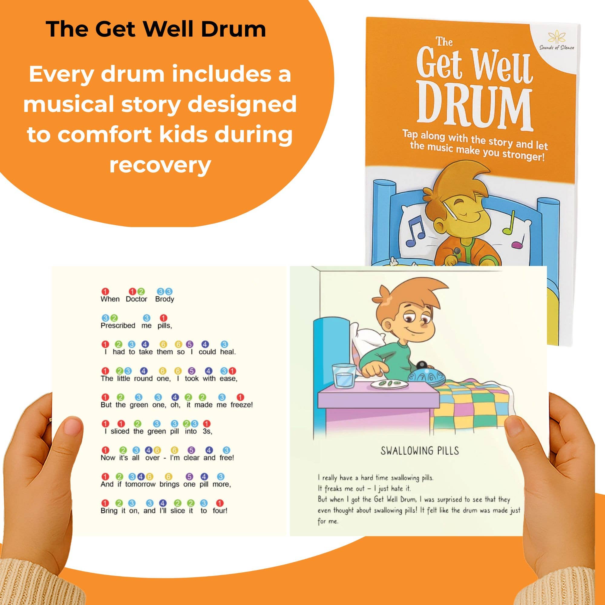Sounds Of Silence Drums - Wholesale Musical Instrument - The Get Well Drum – 6” Steel Tongue Drum for Kids with Music7
