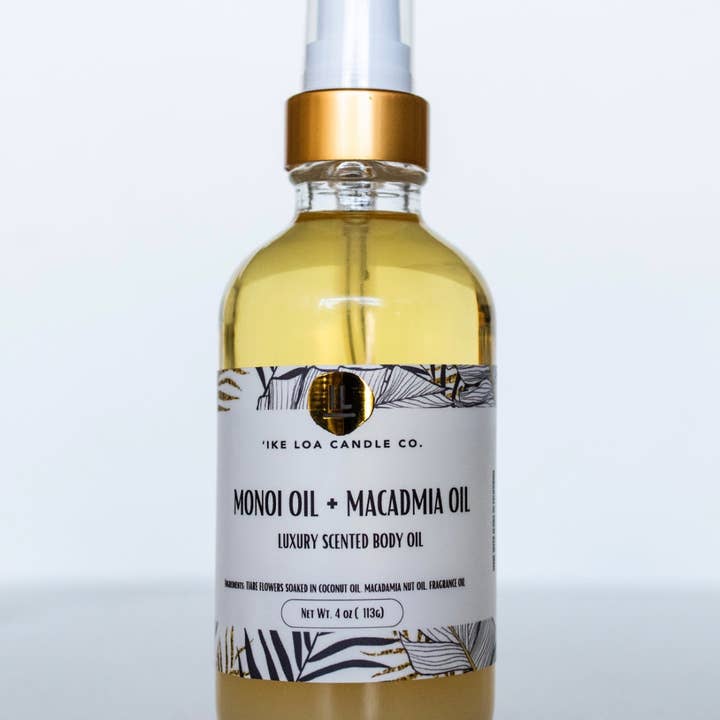 ‘Ike Loa Candle Co. - Wholesale Bath/Body Oil - Monoi Oil + Macadamia Oil