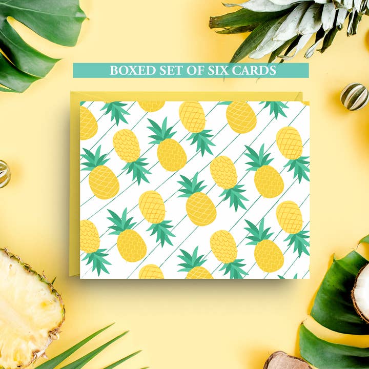 Nicole Marie Paperie - Wholesale Stationery/Notecard Set - Pineapples Stationery Note Card (Boxed Set of 6)