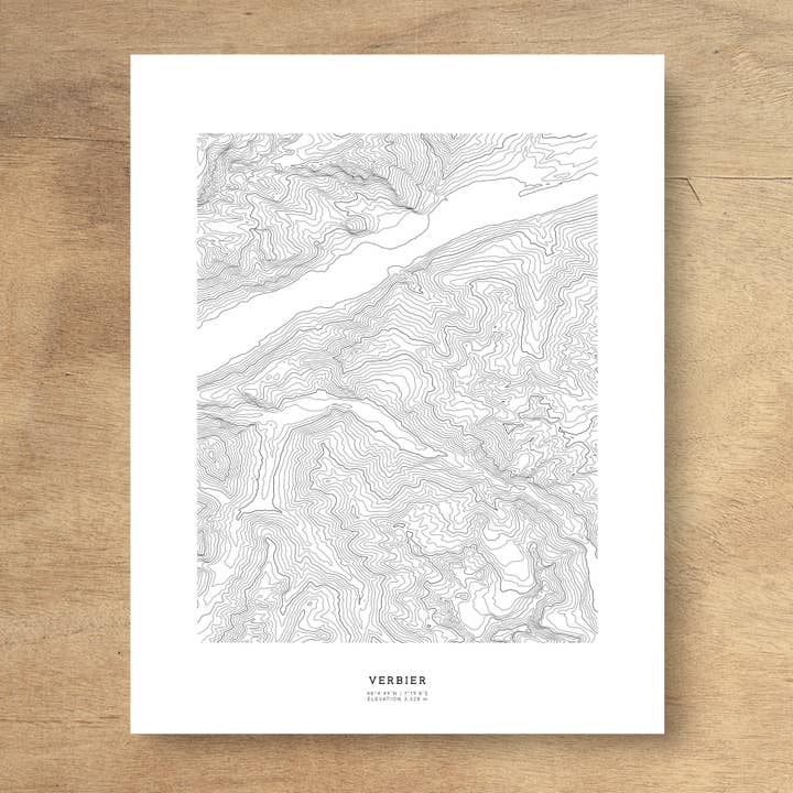 Verbier, Schweiz Topografische Karte Kunstdruck für den Großhandel von Topographia Design