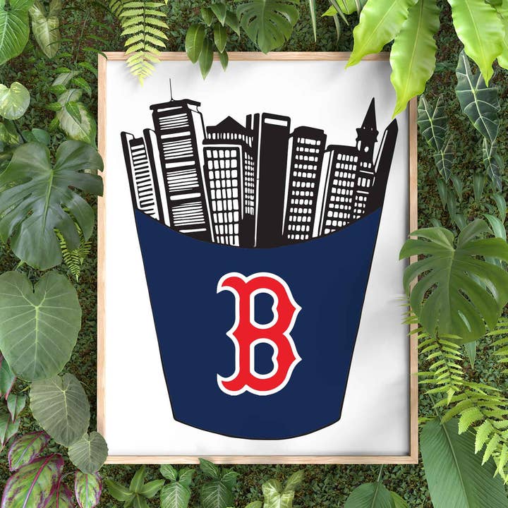 quirky burp illustrations - Wholesale Art Print - French Fry Boston Skyline 8x10 in. Art Print