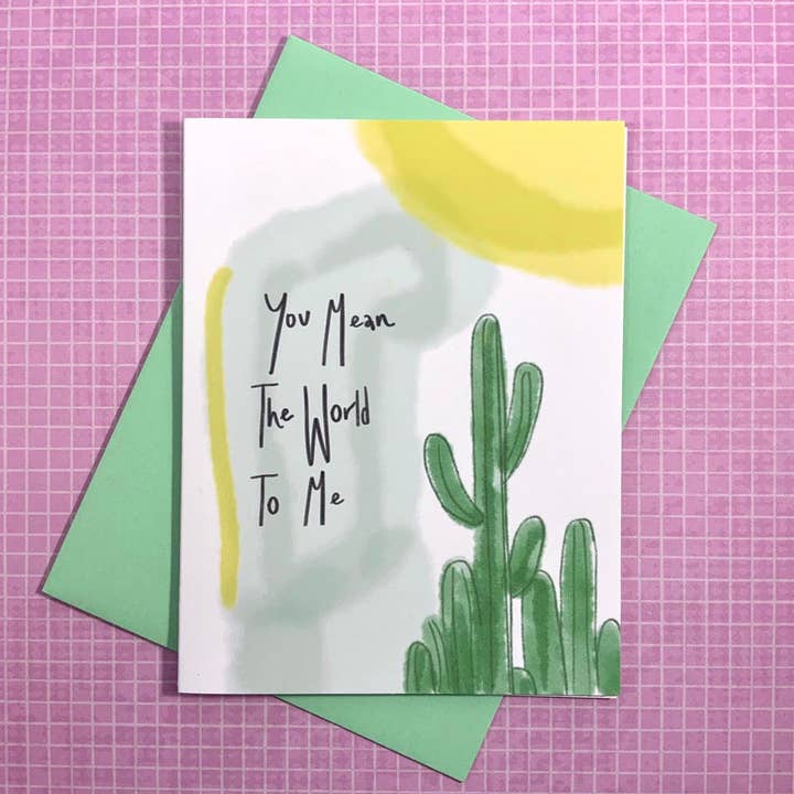 Je bedoelt de wereld voor mij Cactuskaart voor wholesale door Paper Vibes