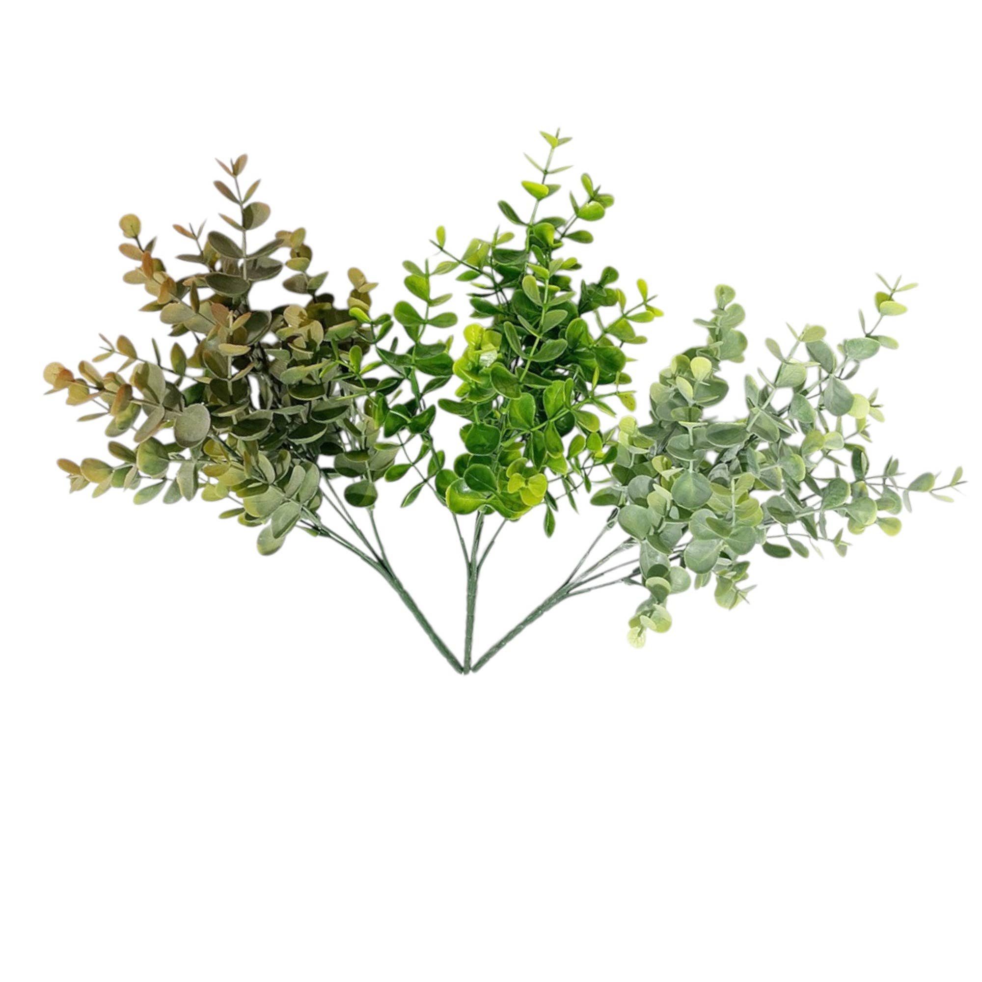 Angel Isabella - Wholesale Artificial Flowers - 13"Artificial Short stem plastic eucalyptus bush-5 picks4