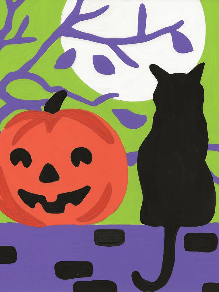 Gato de Halloween - Juego de pintura de 6 colores por número para venta al por mayor de Wehgo