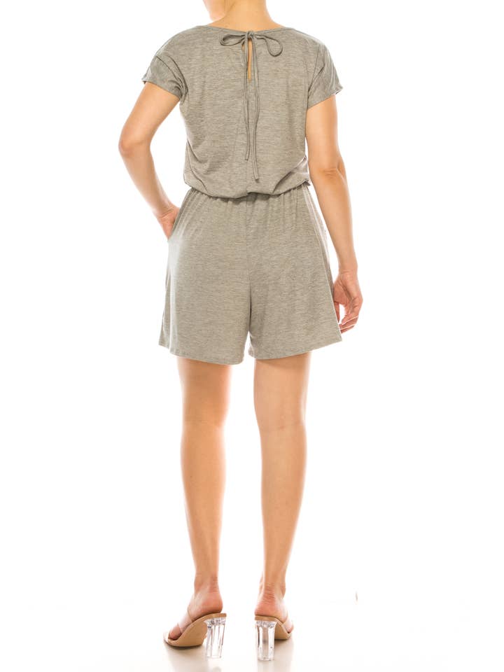 MOA COLLECTION - Wholesale Lounge Romper - Women's - Soft Short Sleeve Romper for Women with Tie Back and Pockets23