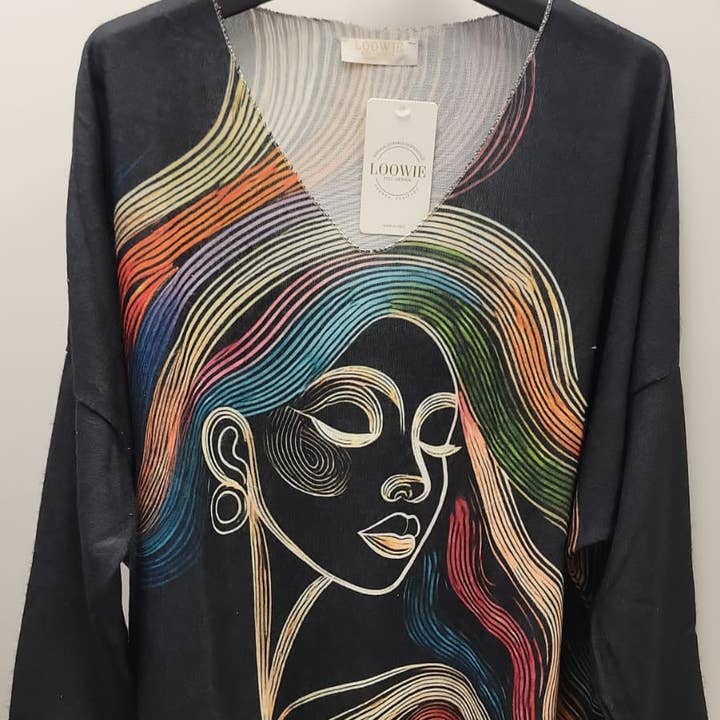 POWBL Italian Cozy Black Lady Christmas Sweater One Size for wholesale by LOOWIE