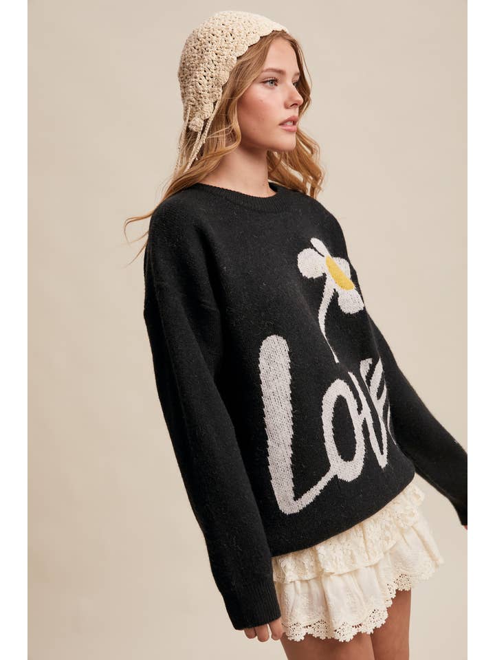 Listicle - Wholesale Knit Sweater - Women's - Love Daisy Graphic Sweater LSW082124