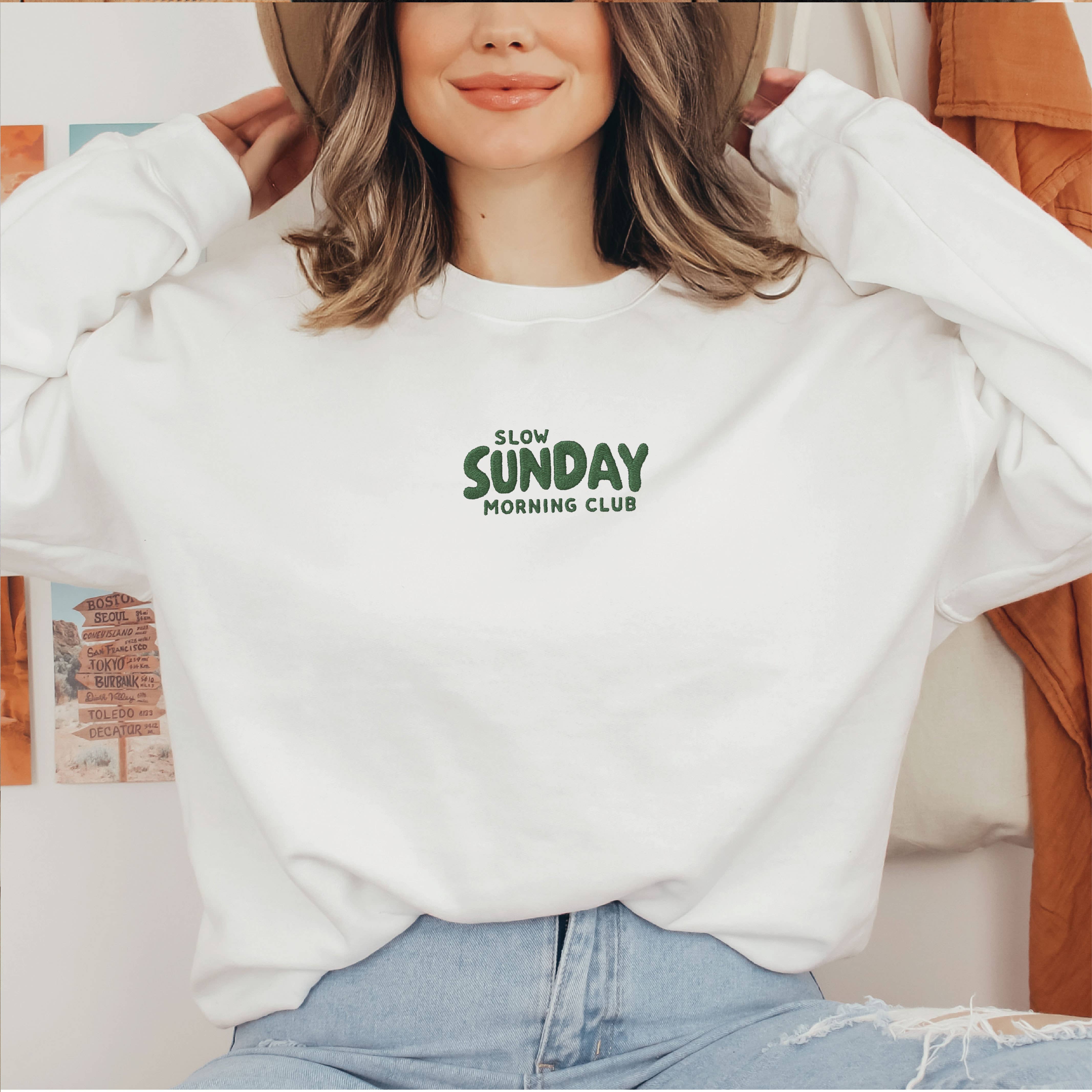 P E T I T R U E - Wholesale Sweatshirt - Women's - Slow Sunday Minimalist Embroidered Sweatshirt 5