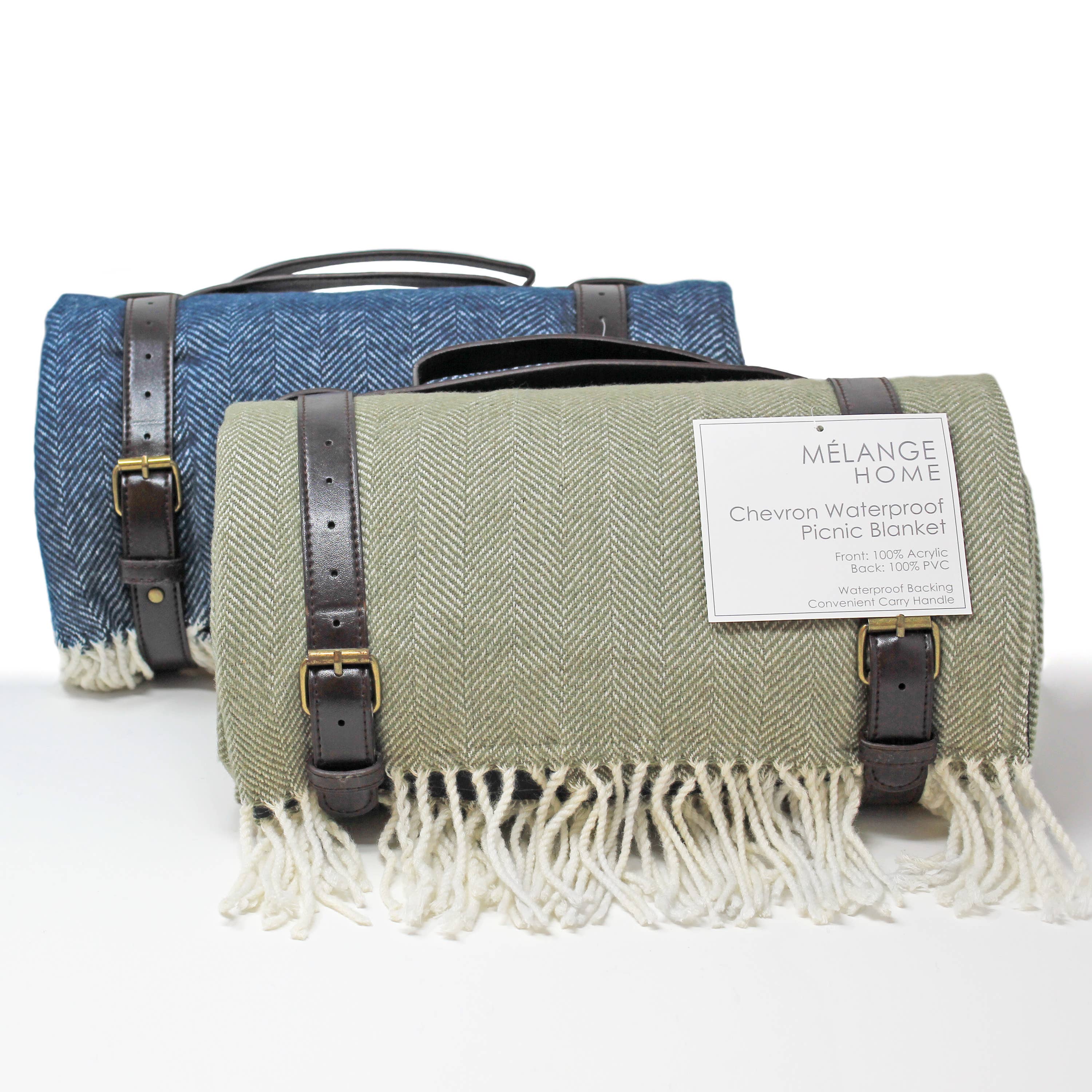 Mélange Home - Vente Nappe de pique-nique - Couverture de pique-nique Chevron avec dos imperméable4