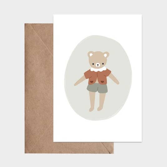 Postcard - My Little Green Grey Teddy for wholesale by Atelier Oranger