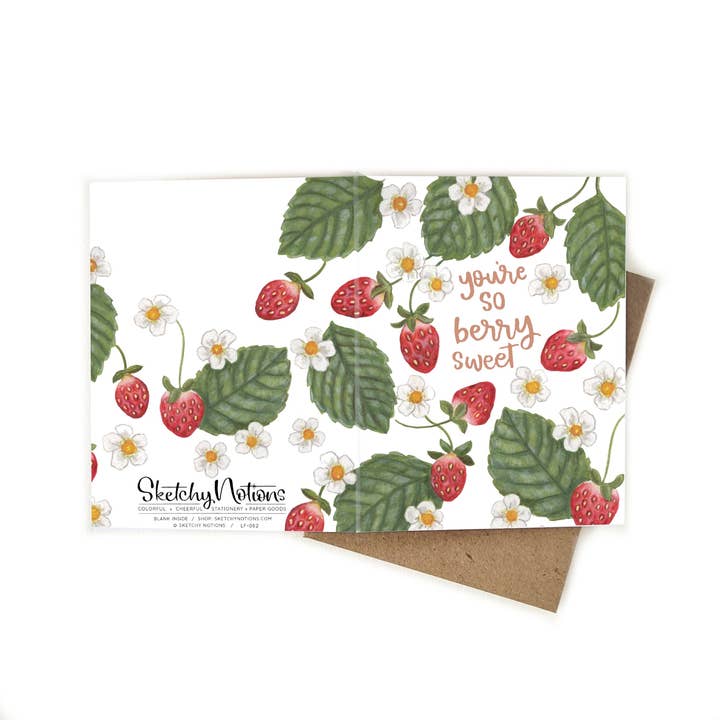 Sketchy Notions - Wholesale Love Card - You're So Berry Sweet Strawberries Card1