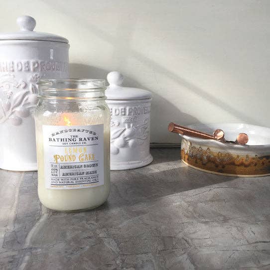 The Bathing Raven Candle Co. - Wholesale Jar/Filled Candle - Lemon Poundcake | Farmhouse Mason Collection Soy Candle3