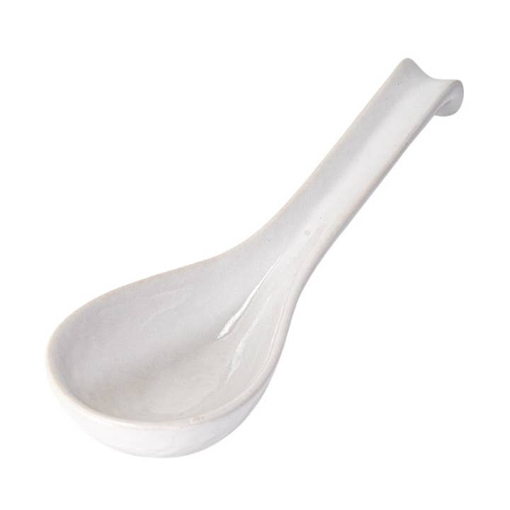 6"L Mino Ware Porcelain Soup Spoon White JP (10/240) for wholesale by Urban Tokyo