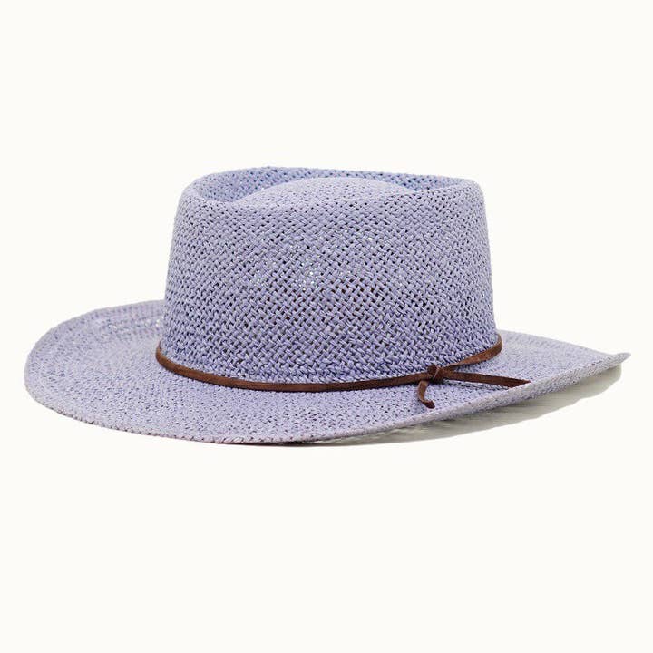 Olive & Pique - Wholesale Straw Hat - Women's - Open Weaved Gambler Hat with 100% Genuine Leather Band