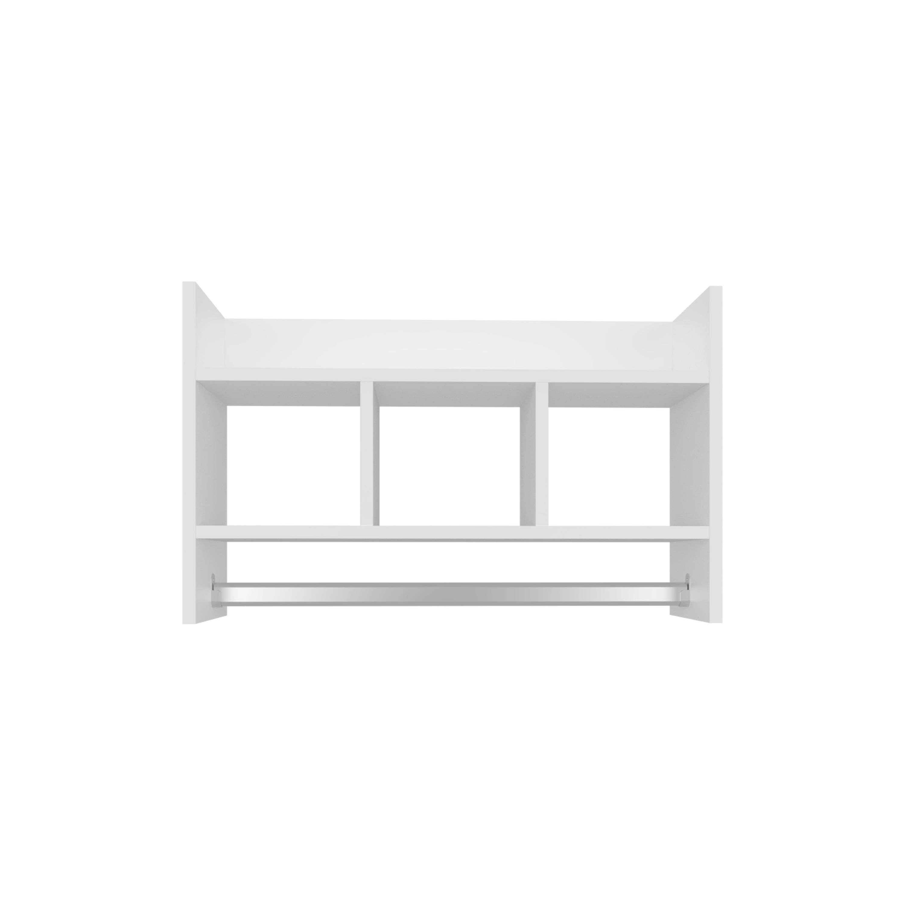 TUHOME FURNITURE - Wholesale Wall Mounted Shelf - Starke Bathroom Wall Shelf with Towel Bar, Compact Storage With A Wide Upper Shelf, Three Comapct Middle Shelves and Towel Holder for Bathroom Organizer3