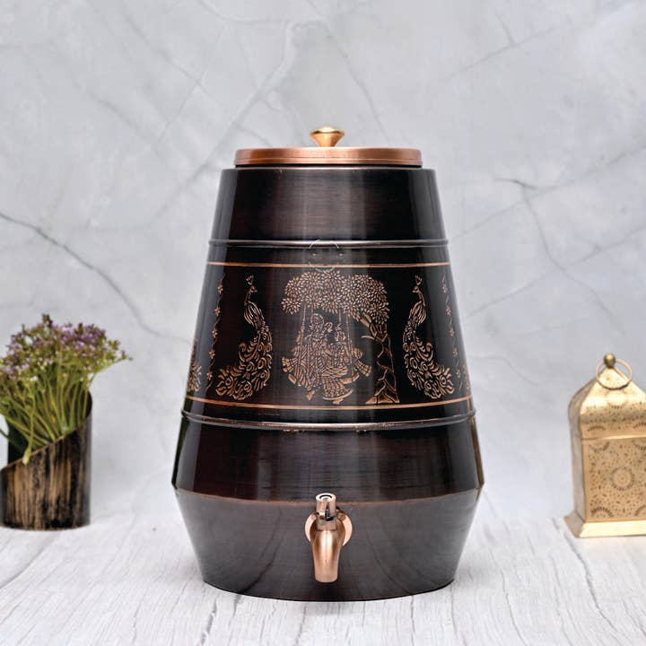 Pure Copper Water Dispenser Conical Antique Engraved Designed for wholesale by SAMA Homes