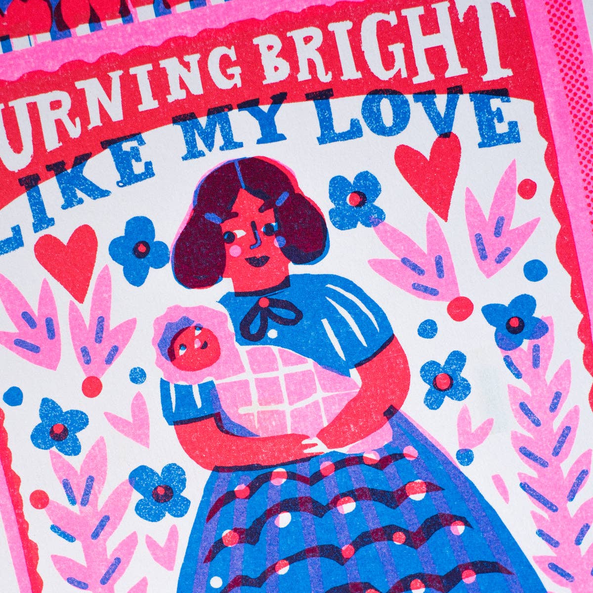 The Printed Peanut Homeware & Stationery - Venta al por mayor Ilustración - Impresión artística risográfica A4 « Burning Bright Like My Love »2
