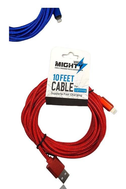 Mighty Wireless - Vente Câble de charge - Câble Lightning en tissu robuste 3 m - Vente en gros USB-A vers Lightning1
