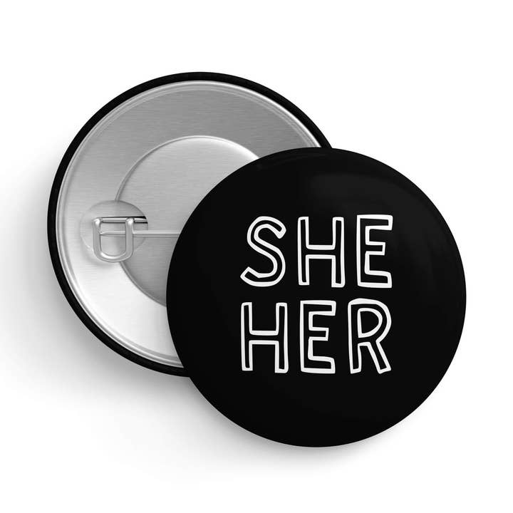 Elle | Épingle à pronoms | 1,25" 32mm | Badge LGBTQ+ pour la vente par That Queer Card Co