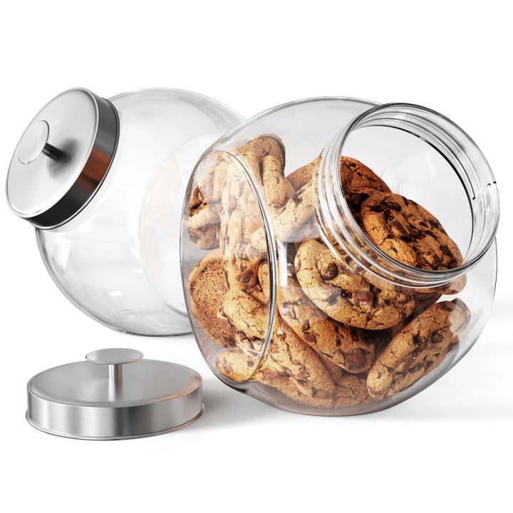 Kook - Wholesale Jar - Kook Glass Penny Jars with Lids, 74 oz, Set of 2