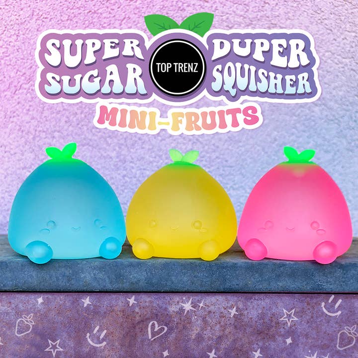 Top Trenz Inc - Wholesale Squishy Toy - Kids & Baby - Super Duper Sugar Squisher - Mini Fruits 2 Pack set