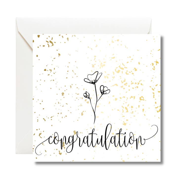 Line Drawing Flower Mini Greeting Card - Congratulations for wholesale by Western Fancies