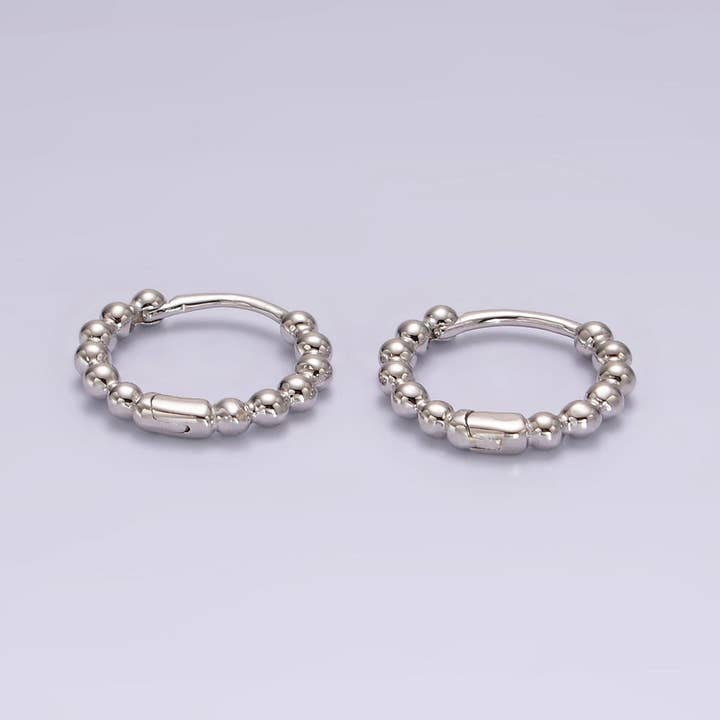 Aim Eternal - Wholesale Huggie Earrings - Dainty 14K Gold Filled Beaded Ball Round Bubble Huggie Hoop