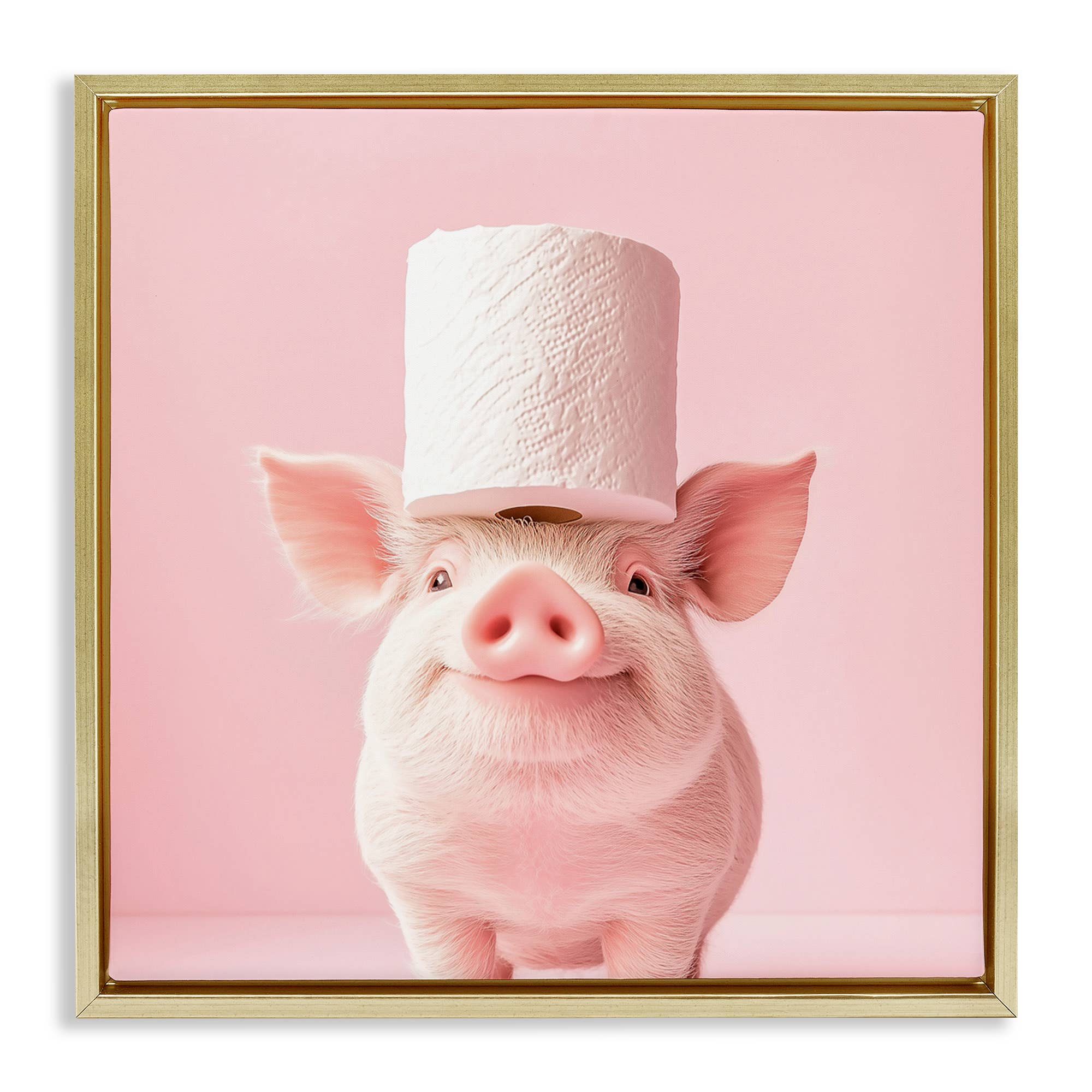 Stupell Industries - Wholesale Wall Sign - Silly Piggy Pink Toilet Paper - Framed Wall Art24