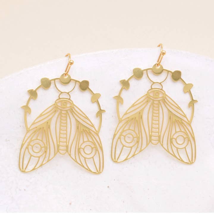 Spiritual Nights Moth Lunar Moth Earrings for wholesale by ZAD