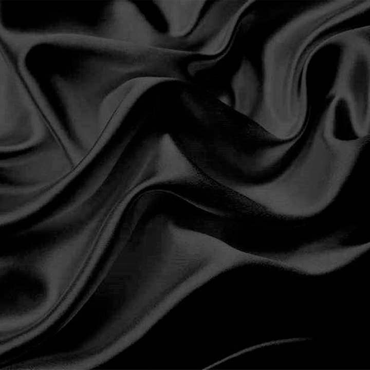 Bridal Satin Black Polyester Fabric for Eveningwear 58/60" for wholesale by Radyan Fabrics