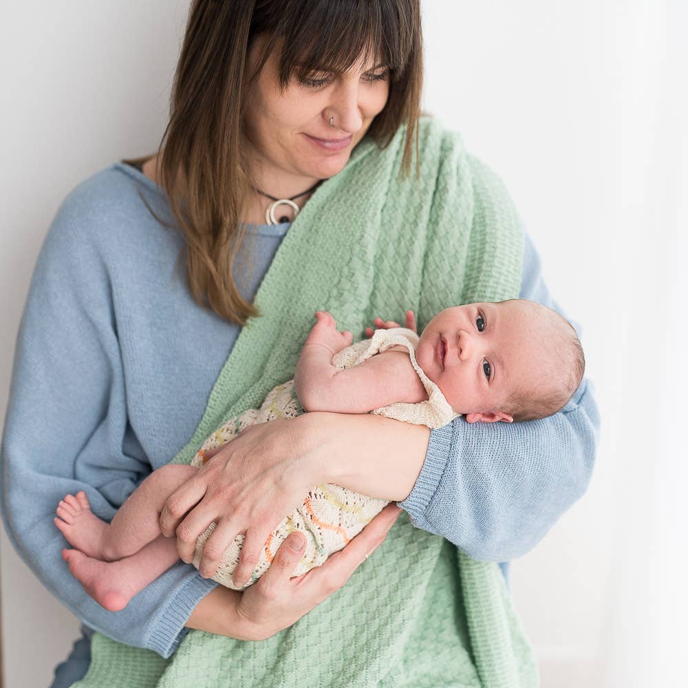 micu micu - Vendita all'ingrosso Coperta - Bambini e neonati - Coperta morbida reversibile verde a canali per neonati3