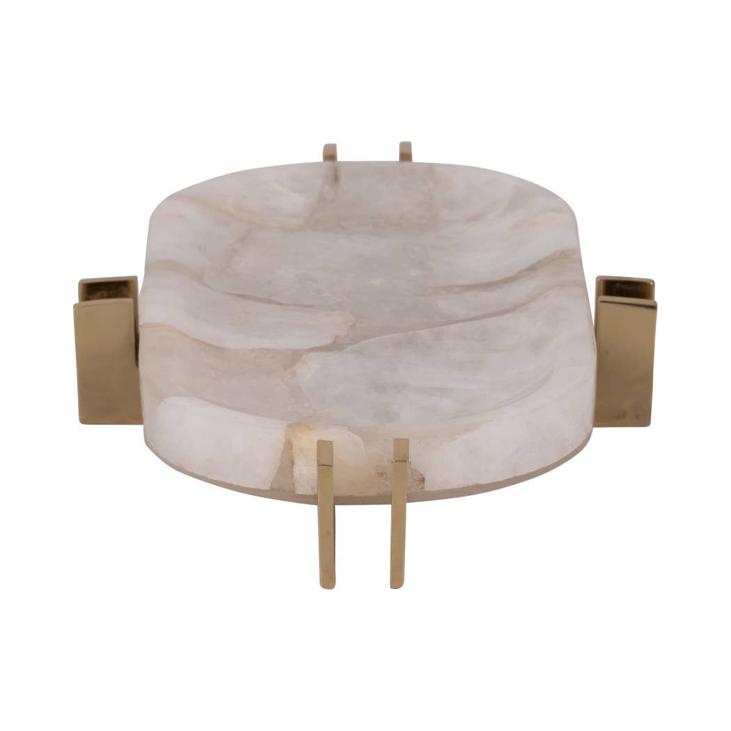 Sagebrook Home - Wholesale Decorative Tray - Decorative Tray - White Quartz with Gold Details, 14 in.8