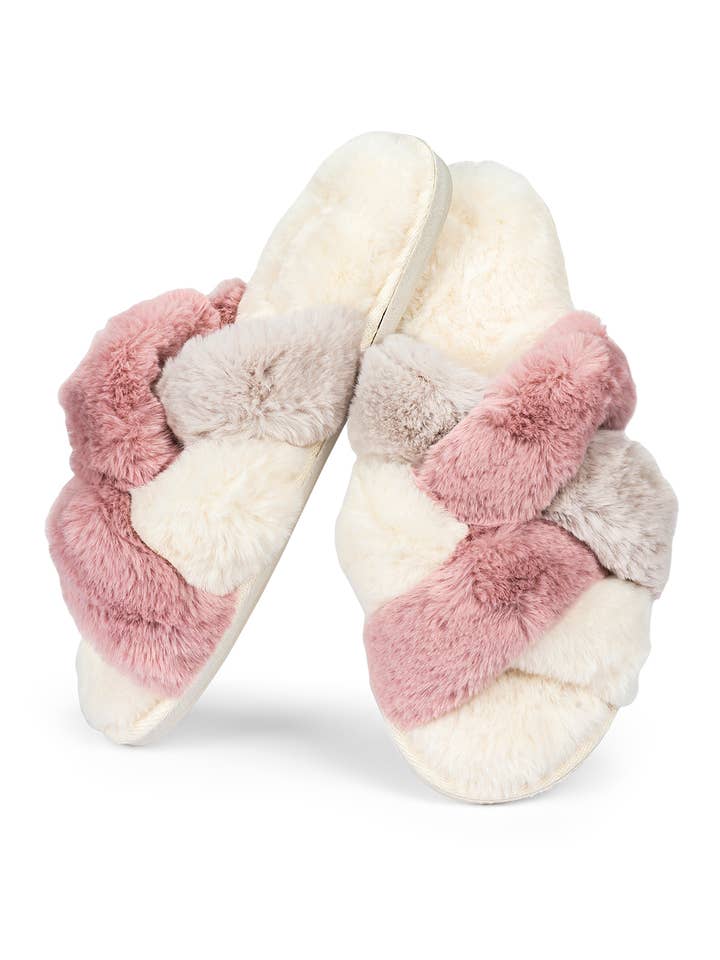 Ivory Women's Multi Weave Plush Slippers for wholesale on Faire1