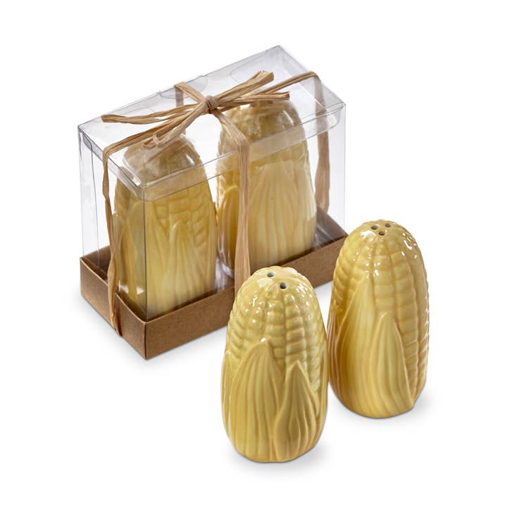 Corn Salt and Pepper Set of 2 Yellow Earthenware Summer for wholesale by tag