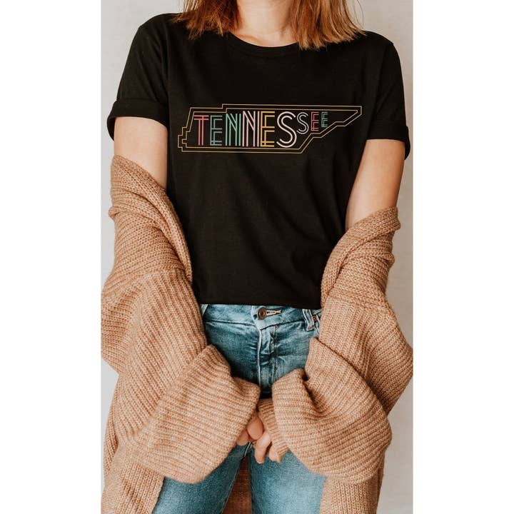 Kissed Apparel - Wholesale Screen Printed T-Shirt - Women's - Neon State Shape Graphic Tees17