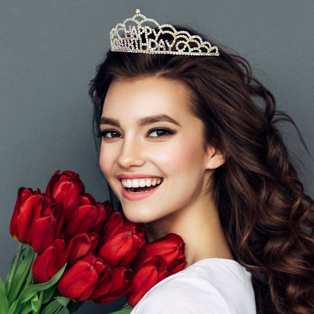 Sensibling Corp. – wholesale Tiara – Dam – Crystal strass Grattis på födelsedagsfest Tiara0