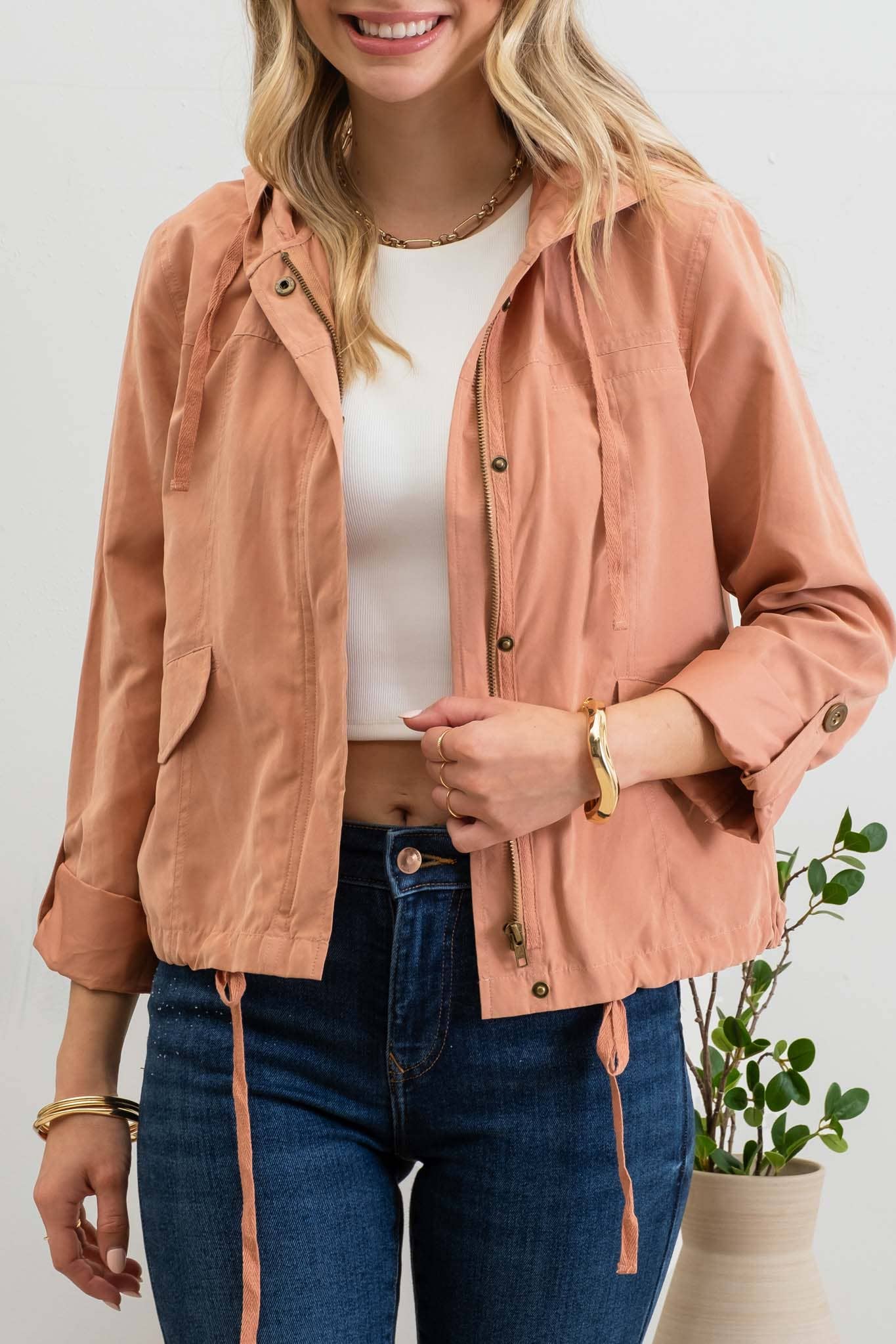 Blu Pepper - Wholesale Jacket - Women's - SNAP BUTTON ZIP UP HOODED JACKET52