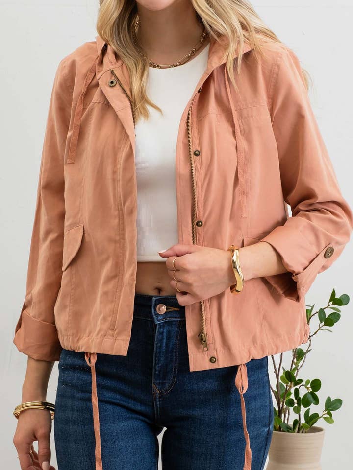 Blu Pepper - Wholesale Jacket - Women's - SNAP BUTTON ZIP UP HOODED JACKET57