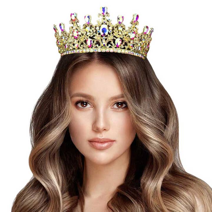 Round Teardrop Stone Accented Princess Tiara for wholesale by Shopping2help