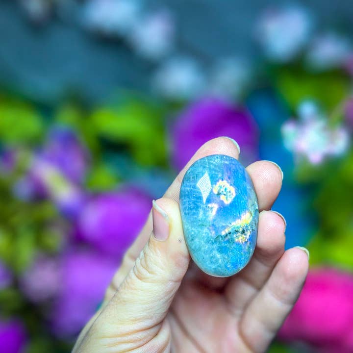 Mandala Gems - Wholesale Spiritual Stone/Crystal - Ethically Sourced Purple Labradorite Crystal Palmstones
