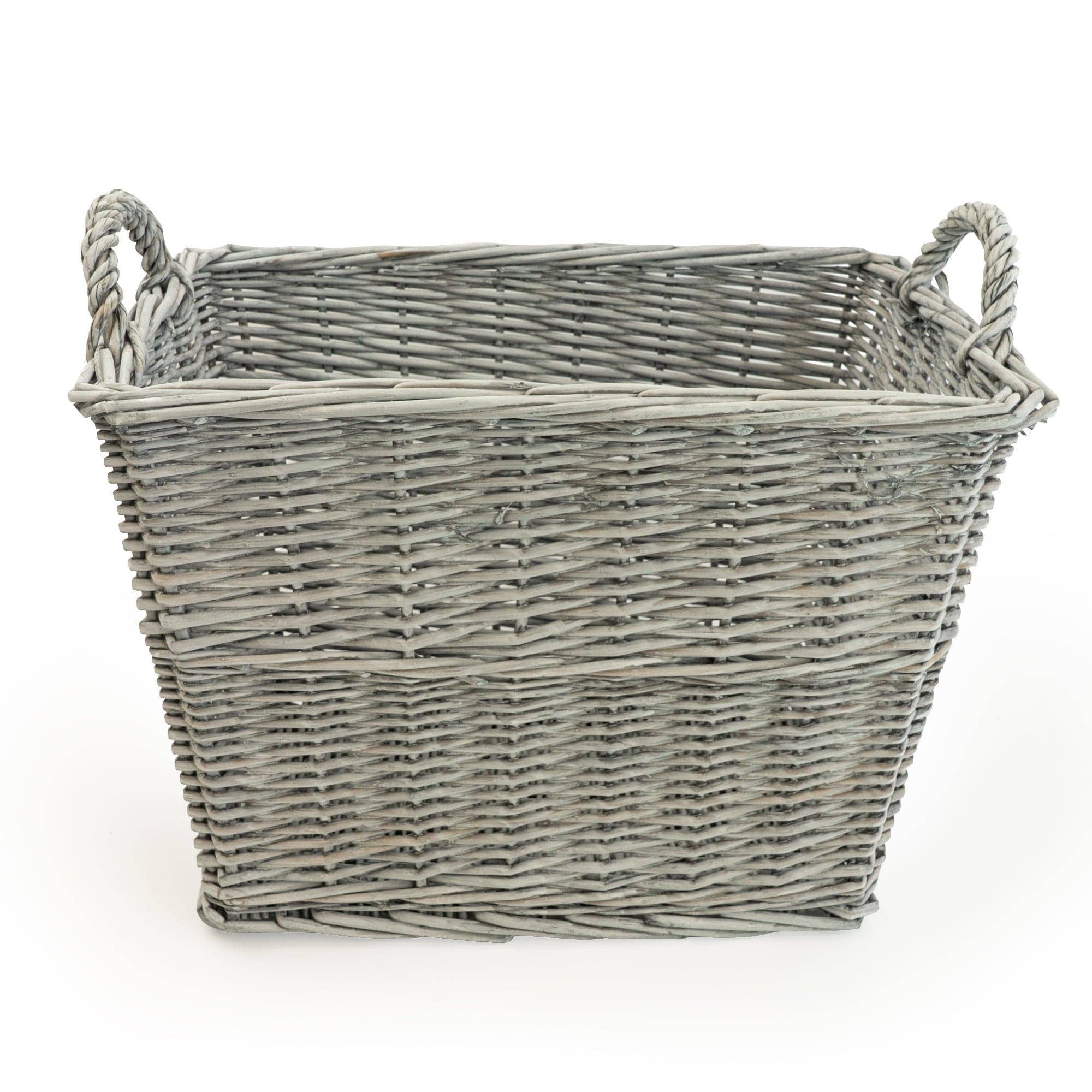 Candlelight Products Ltd – wholesale Basket – Rectangular Wicker Log Basket - Grey 42cm 10PK2