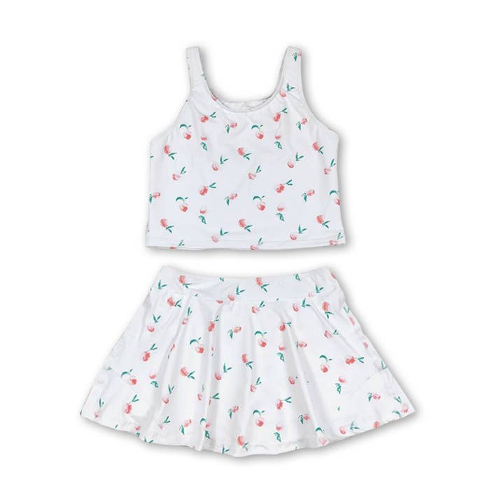 Sleeveless peach top skirt girls summer clothes for wholesale by Yawoo Garments