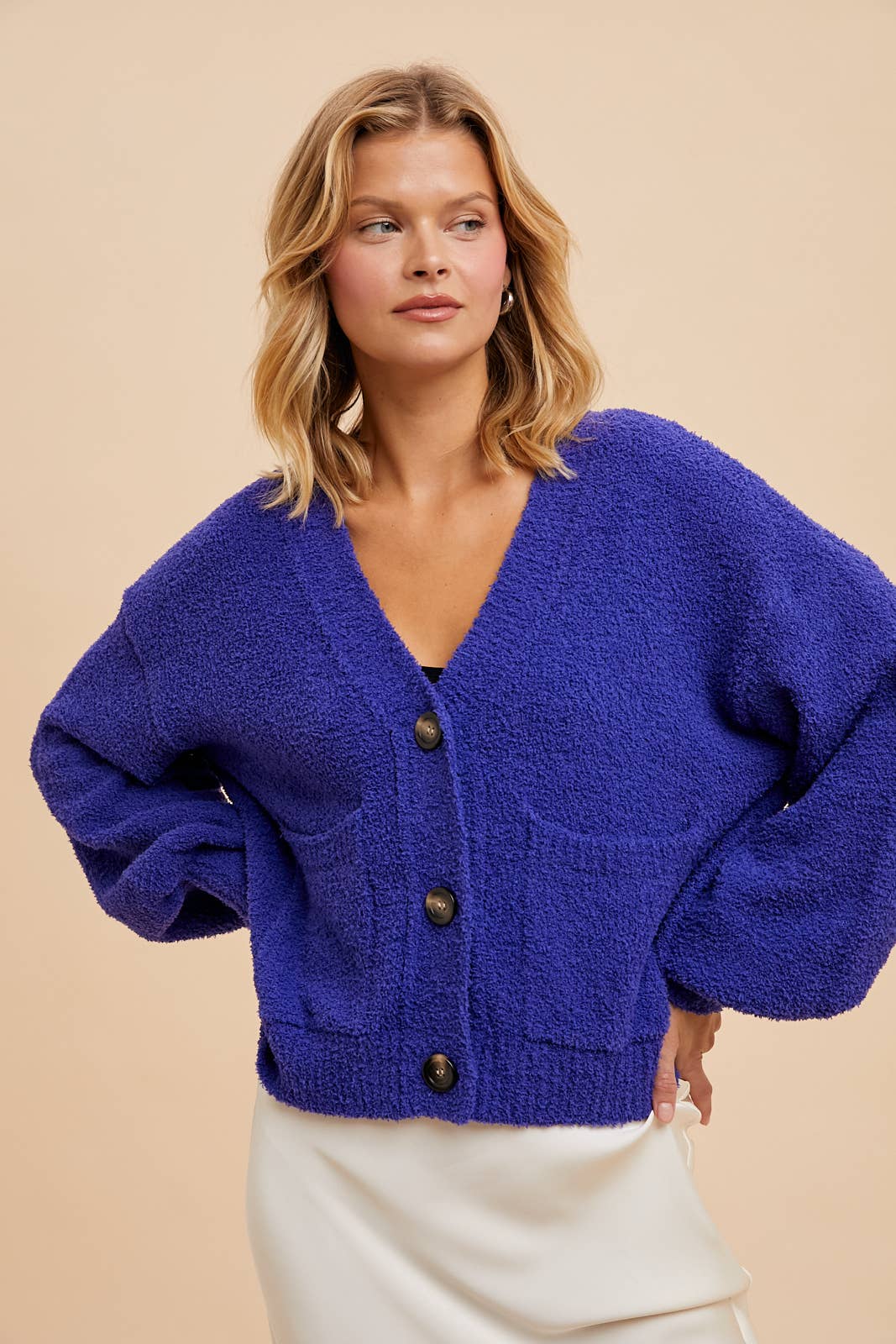 In Loom – Cardigan - Mulher por atacado – Cardigã Cropped Confortável de Chenille2