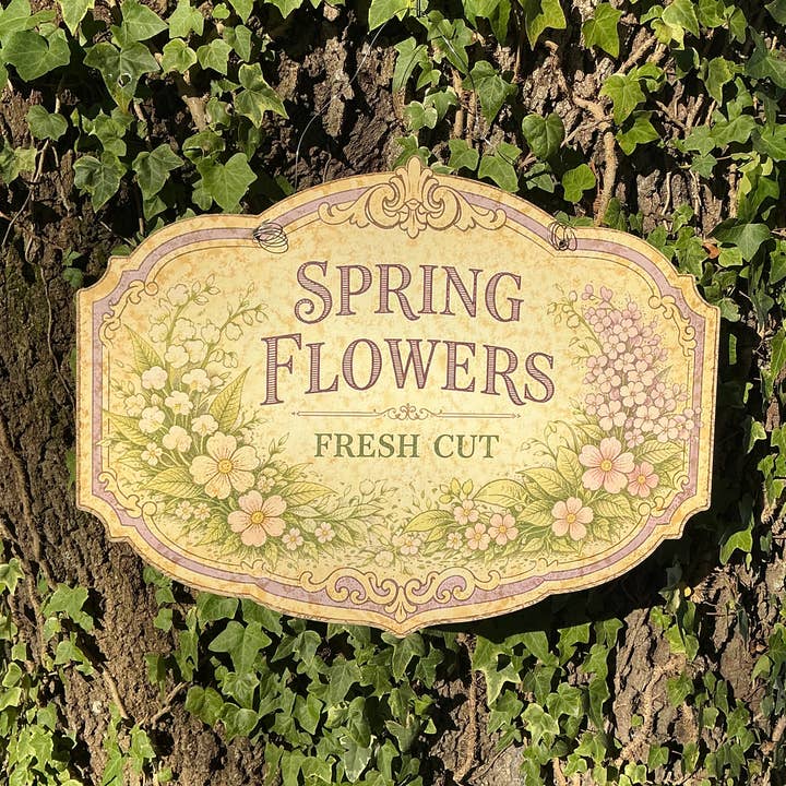 Spring Flowers Sign or Door Hanger for wholesale by LAND OF COTTON