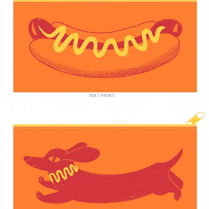 Hot Dog/Sausage Dog Canvas Travel Pouch for wholesale by Pier Six Press