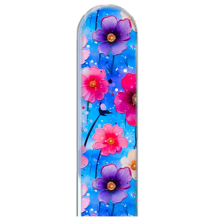 Classy Nail Files - Venta al por mayor Limas de uñas - Lima de uñas de cristal checo 3D con flores de pensamiento de colores